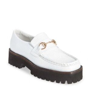 Intentionally Blank HK-2 Croc-Embossed Lug Loafer, Size US 9/EU 40, Color:White